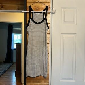 Black and white striped knit dress